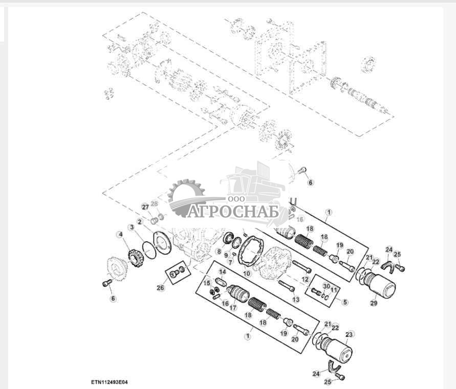 Компоненты гидравлического насоса для трансмиссии с кнопочным переключением передач, Final Tier 4 (2 из 3) 